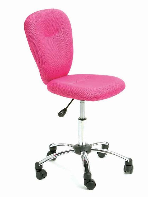 Chaise de bureau tissu rose et pieds métal chromé Pezzi - Photo n°1