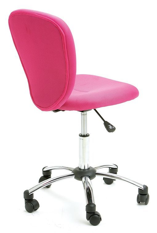 Chaise de bureau tissu rose et pieds métal chromé Pezzi - Photo n°3