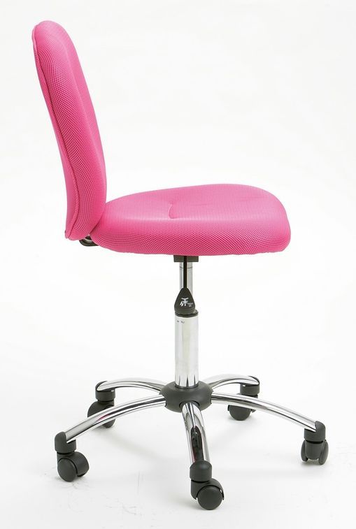 Chaise de bureau tissu rose et pieds métal chromé Pezzi - Photo n°4