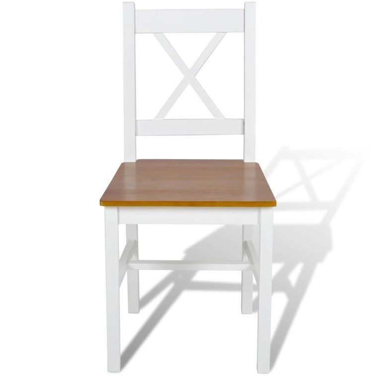 Chaise de cuisine blanc laqué et marron Dina - Lot de 2 - Photo n°5