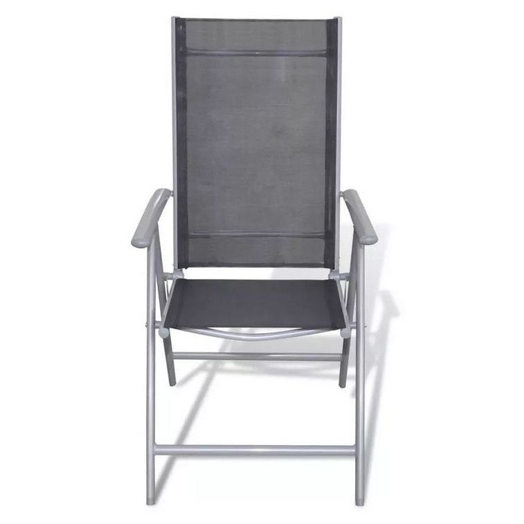 Chaise de jardin pliante tissu noir et métal Verca - Lot de 4 - Photo n°2