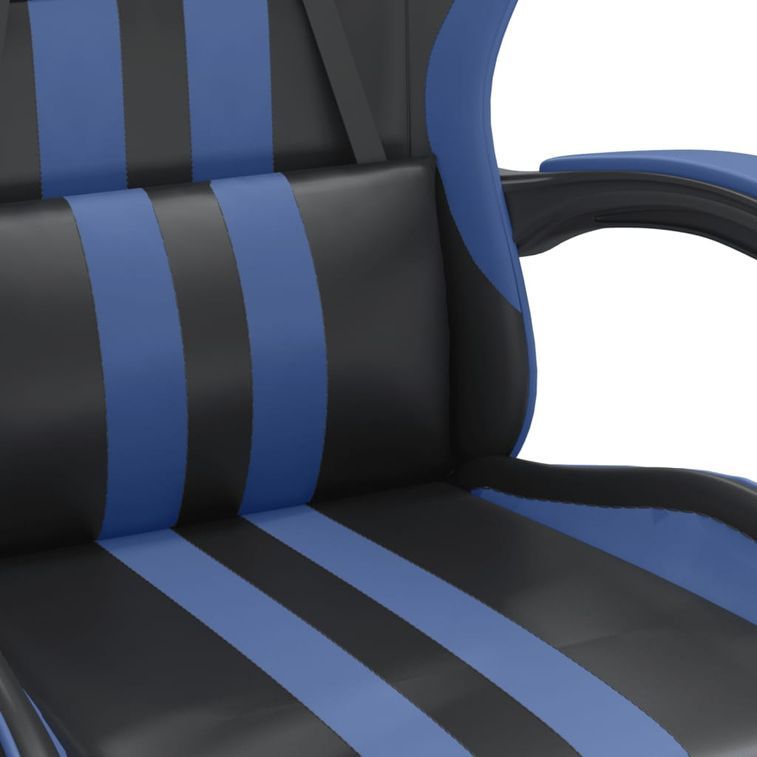 Chaise de jeu Noir et bleu Similicuir 2 - Photo n°8