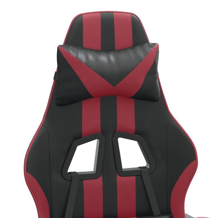Chaise de jeu pivotante Noir et rouge bordeaux Similicuir - Photo n°8