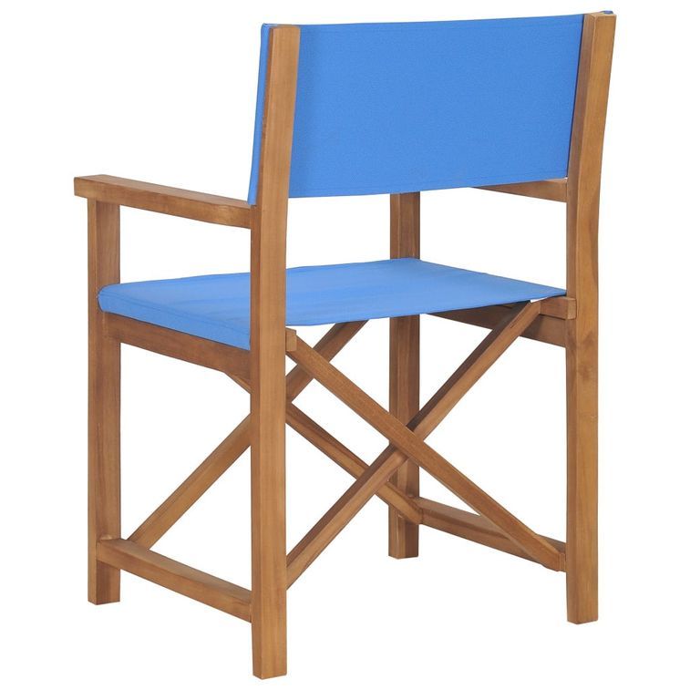 Chaise de metteur en scène Bois de teck solide Bleu - Photo n°4