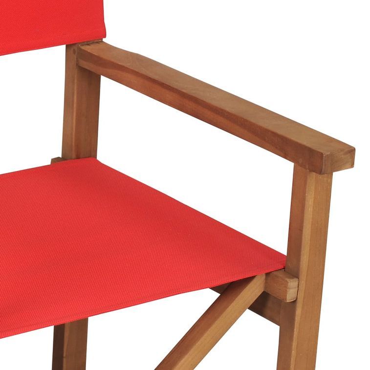 Chaise de metteur en scène Bois de teck solide Rouge - Photo n°6