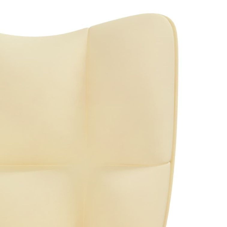 Chaise de relaxation avec repose-pied Blanc crème Velours 4 - Photo n°7