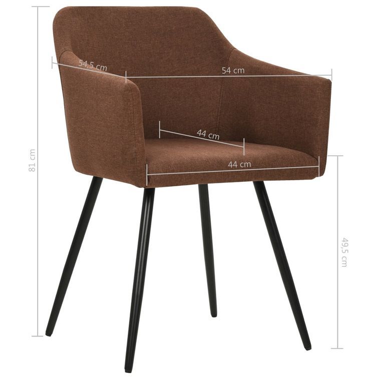 Chaise de salle à manger avec accoudoirs tissu marron Sary - Lot de 2 - Photo n°7