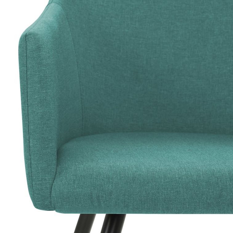 Chaise de salle à manger avec accoudoirs tissu vert Sary - Lot de 2 - Photo n°6