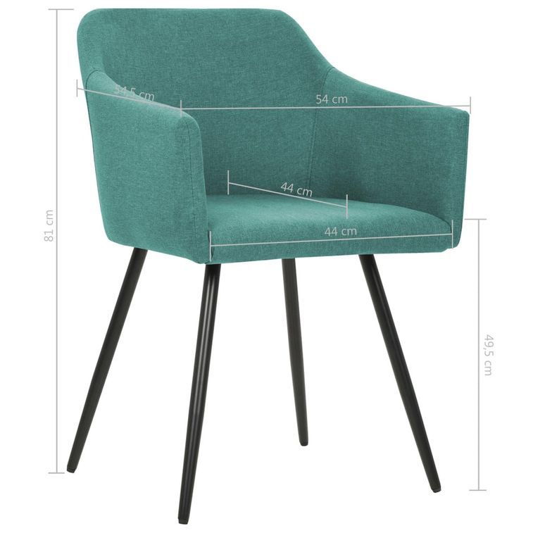 Chaise de salle à manger avec accoudoirs tissu vert Sary - Lot de 2 - Photo n°7