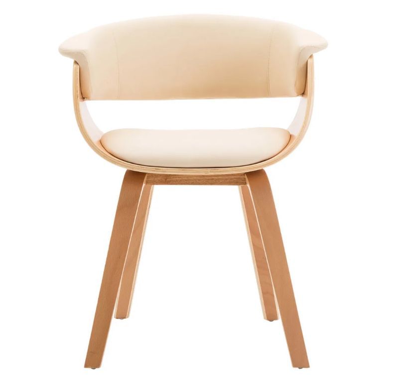 Chaise de salle à manger bois clair courbé et similicuir beige Kobaly - Photo n°2