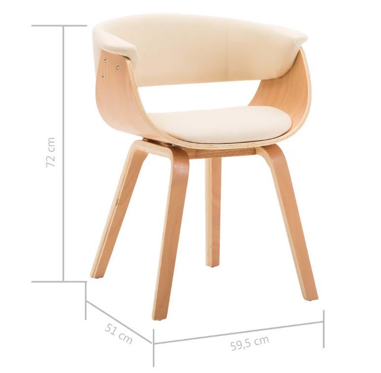 Chaise de salle à manger bois clair courbé et similicuir beige Kobaly - Photo n°6