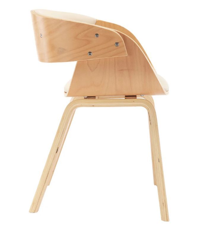 Chaise de salle à manger bois clair et simili cuir beige Onetop - Lot de 2 - Photo n°4