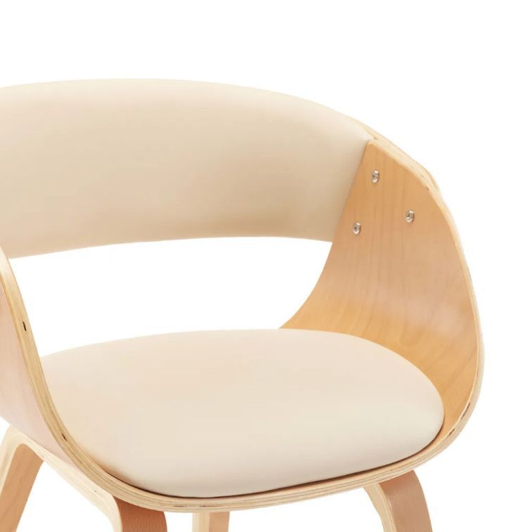 Chaise de salle à manger bois clair et simili cuir beige Onetop - Lot de 2 - Photo n°6