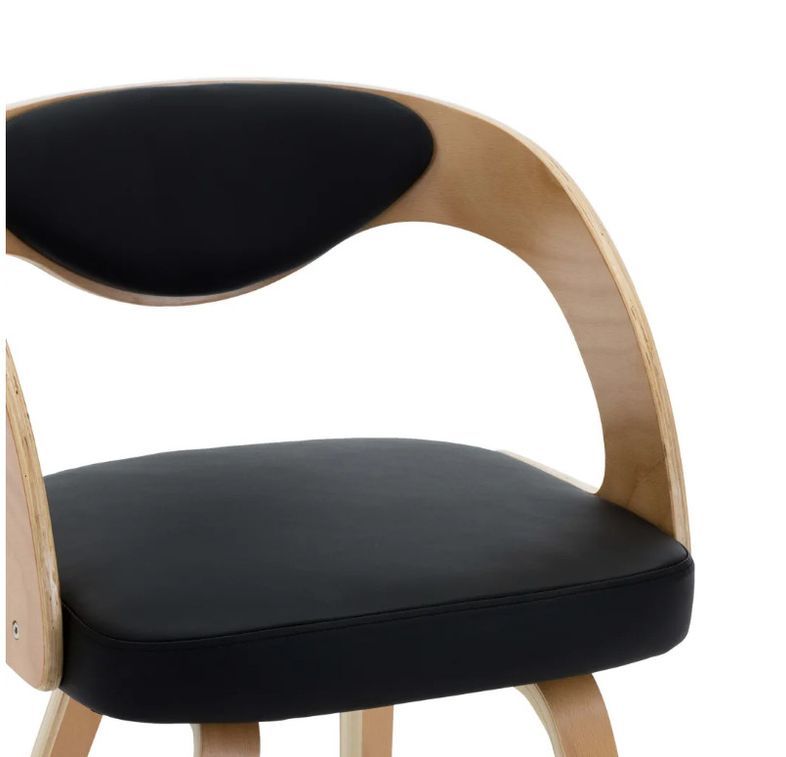 Chaise de salle à manger bois clair et simili cuir noir Canva - Lot de 2 - Photo n°6