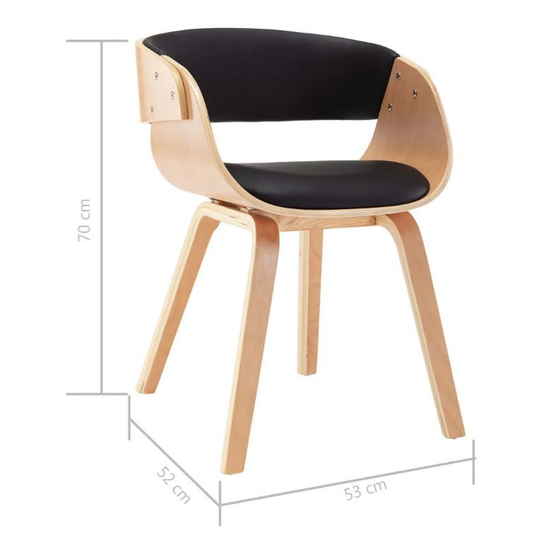Chaise de salle à manger bois clair et simili cuir noir Onetop - Lot de 2 - Photo n°7