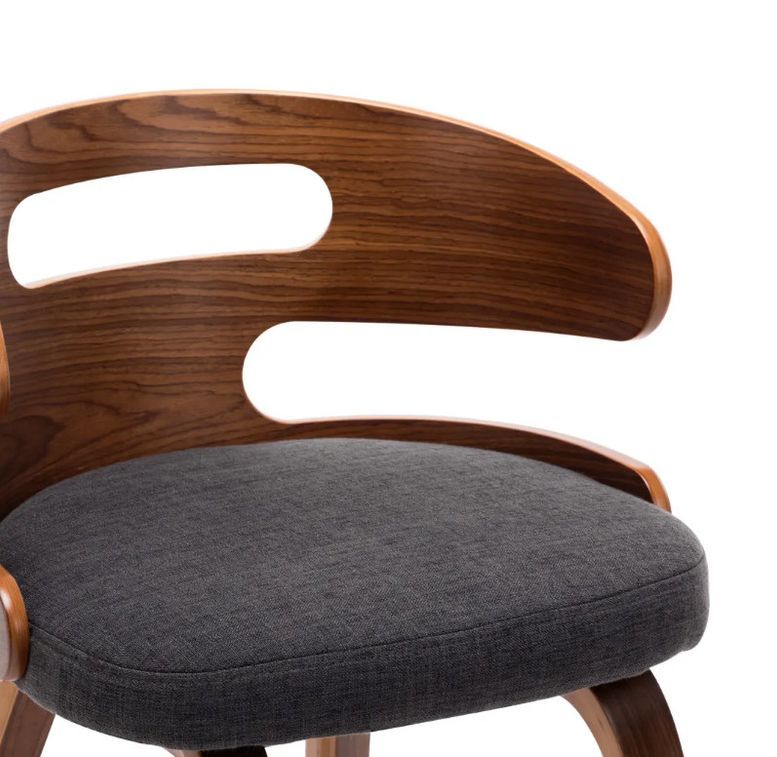 Chaise de salle à manger bois courbé foncé et tissu gris Laetitia - Lot de 4 - Photo n°6