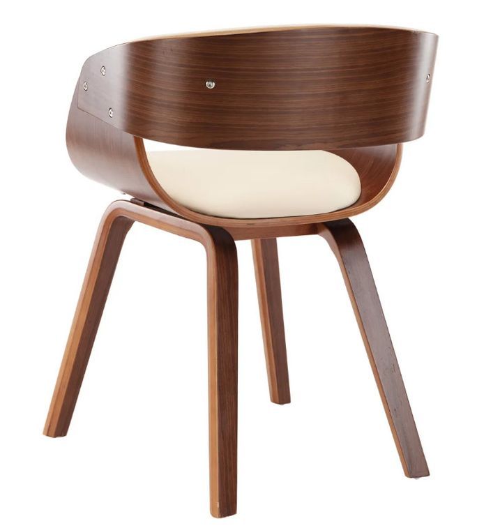 Chaise de salle à manger bois foncé et simili cuir beige Onetop - Lot de 2 - Photo n°5