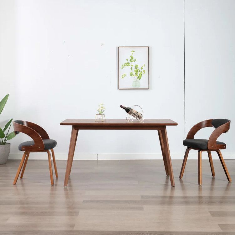 Chaise de salle à manger bois foncé et tissu gris Canva - Lot de 2 - Photo n°3