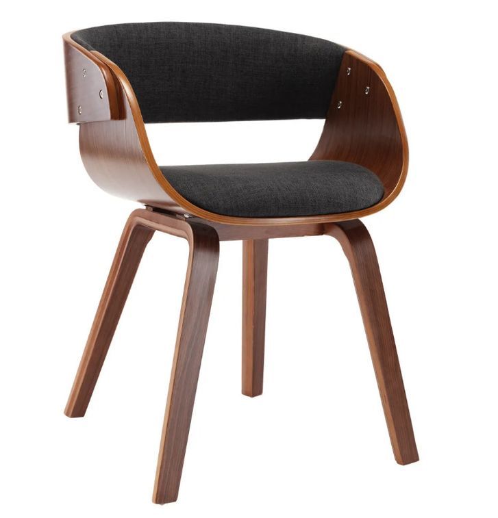 Chaise de salle à manger bois foncé et tissu gris Onetop - Photo n°1