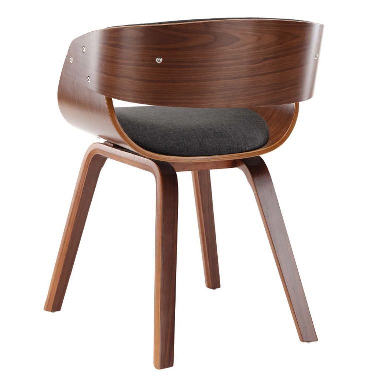 Chaise de salle à manger bois foncé et tissu gris Onetop - Photo n°4