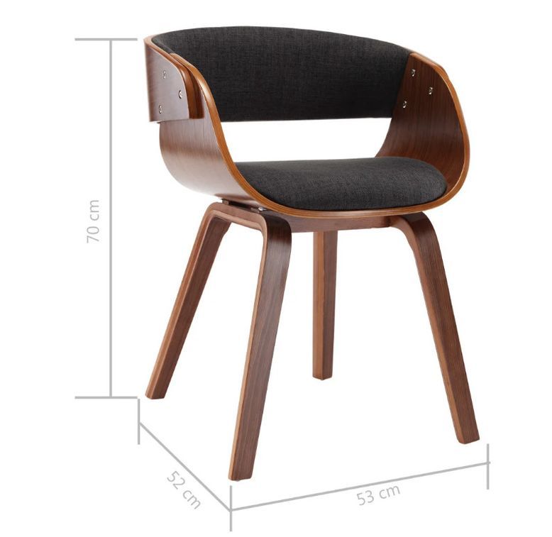 Chaise de salle à manger bois foncé et tissu gris Onetop - Photo n°6
