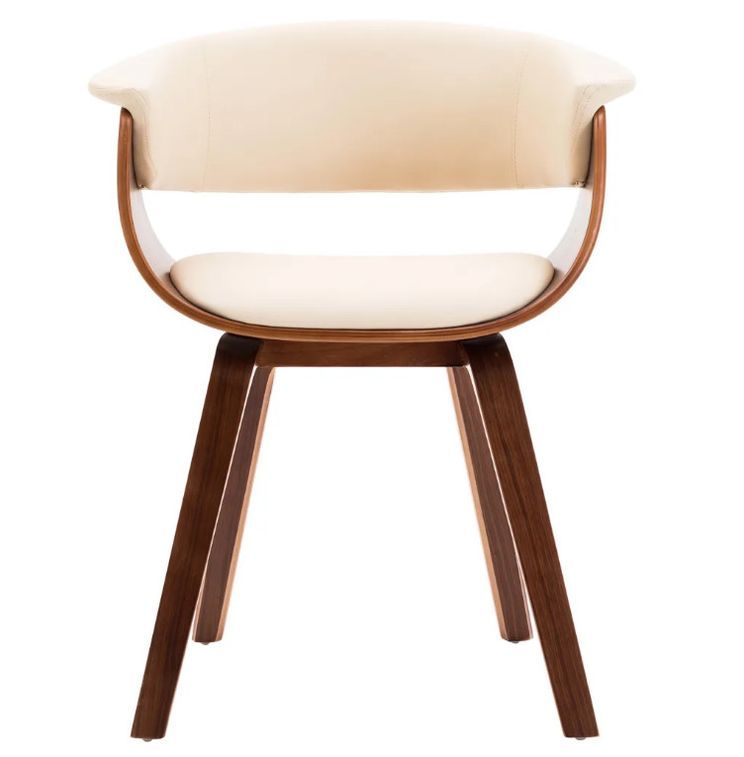 Chaise de salle à manger bois marron courbé et similicuir beige Kobaly - Photo n°2