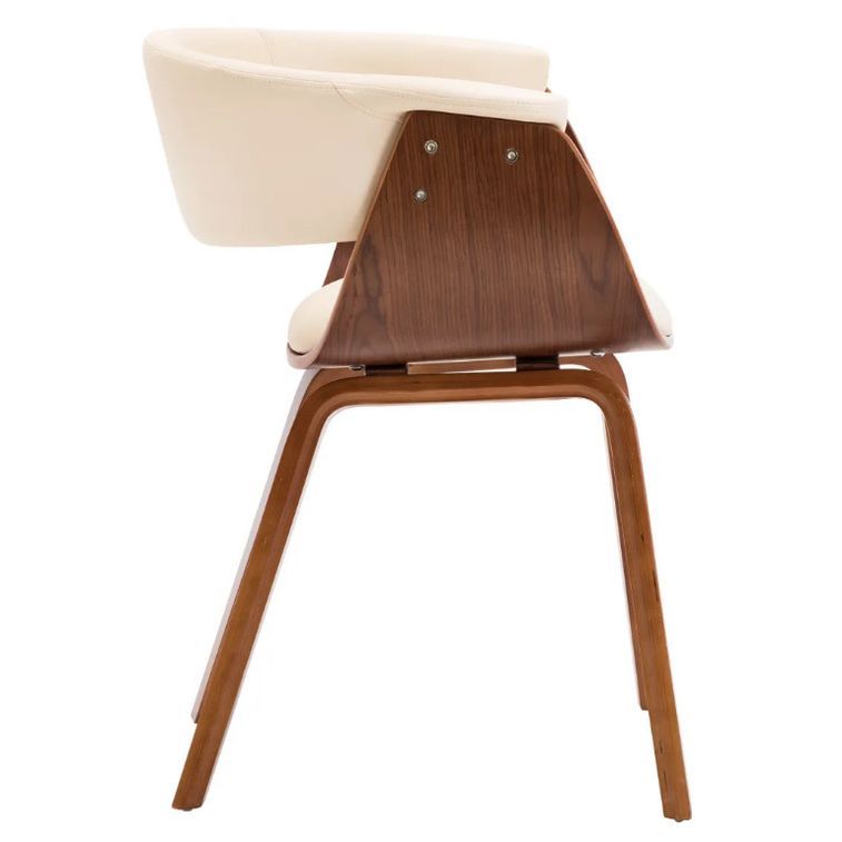 Chaise de salle à manger bois marron courbé et similicuir beige Kobaly - Photo n°3
