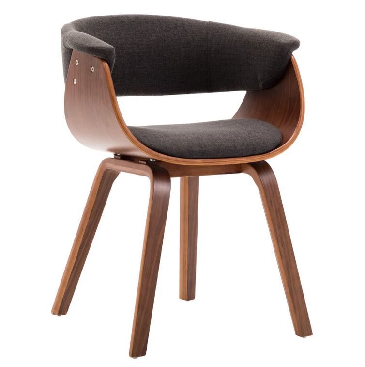 Chaise de salle à manger bois marron courbé et tissu gris Kobaly - Photo n°1