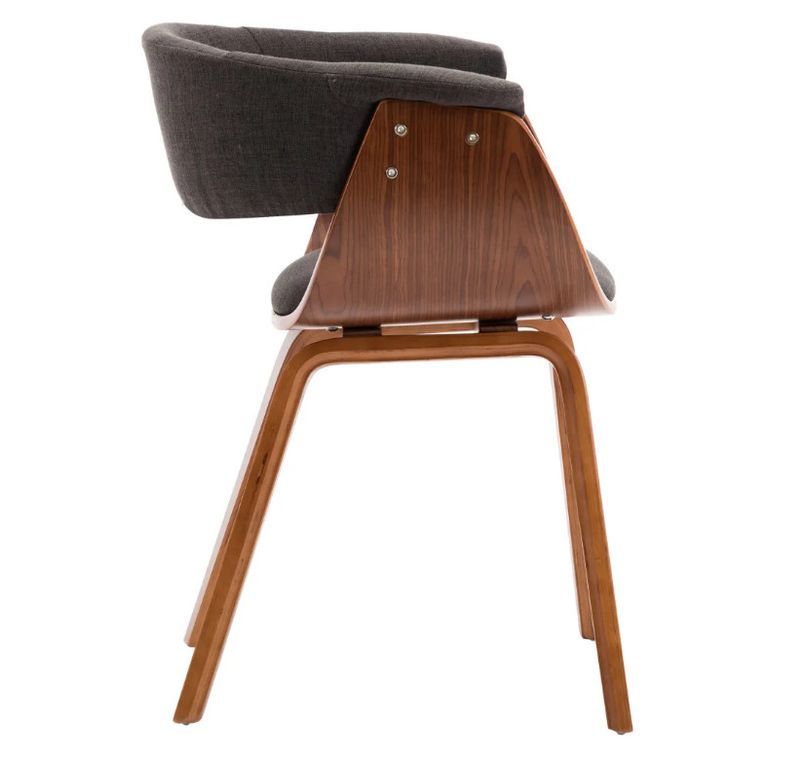 Chaise de salle à manger bois marron courbé et tissu gris Kobaly - Photo n°4