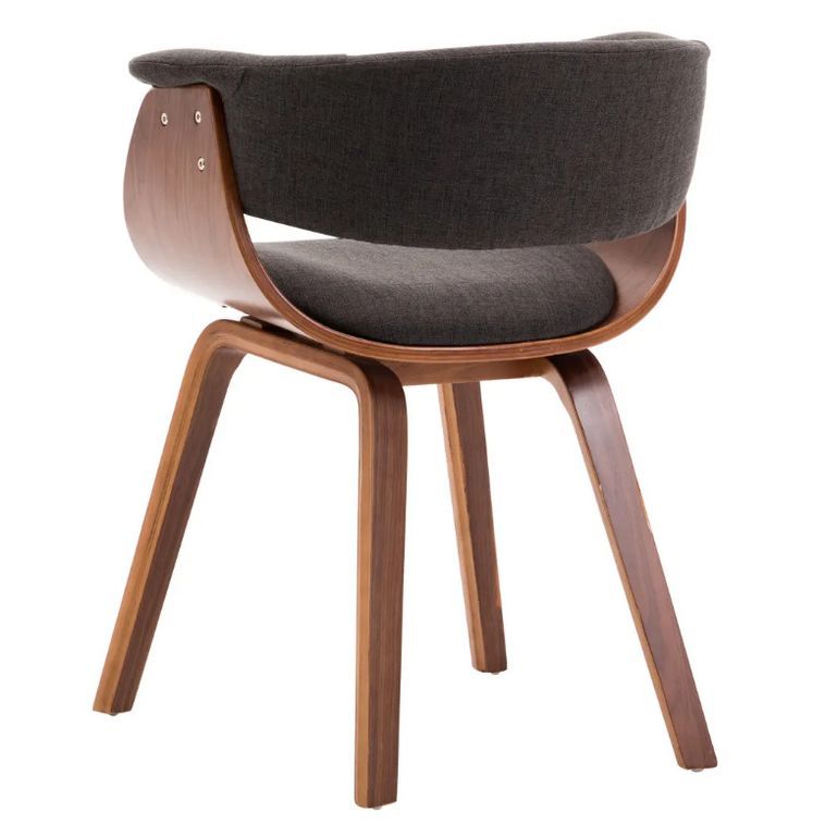Chaise de salle à manger bois marron courbé et tissu gris Kobaly - Photo n°5