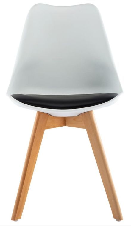 Chaise de salle à manger polypropylène blanc et coussin simili cuir noir Kitoa - Lot de 2 - Photo n°4
