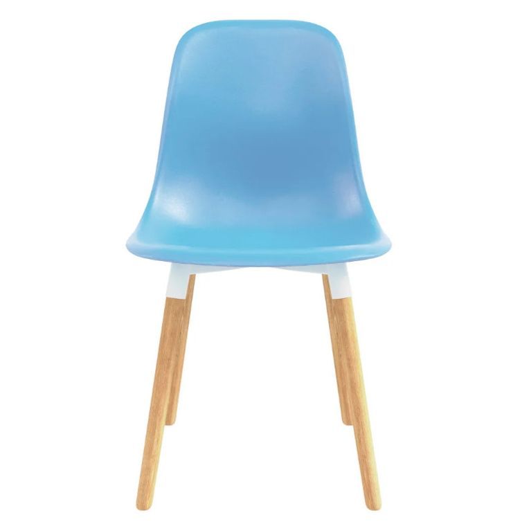 Chaise de salle à manger polypropylène bleu et bois massif clair Creativ - Lot de 2 - Photo n°3
