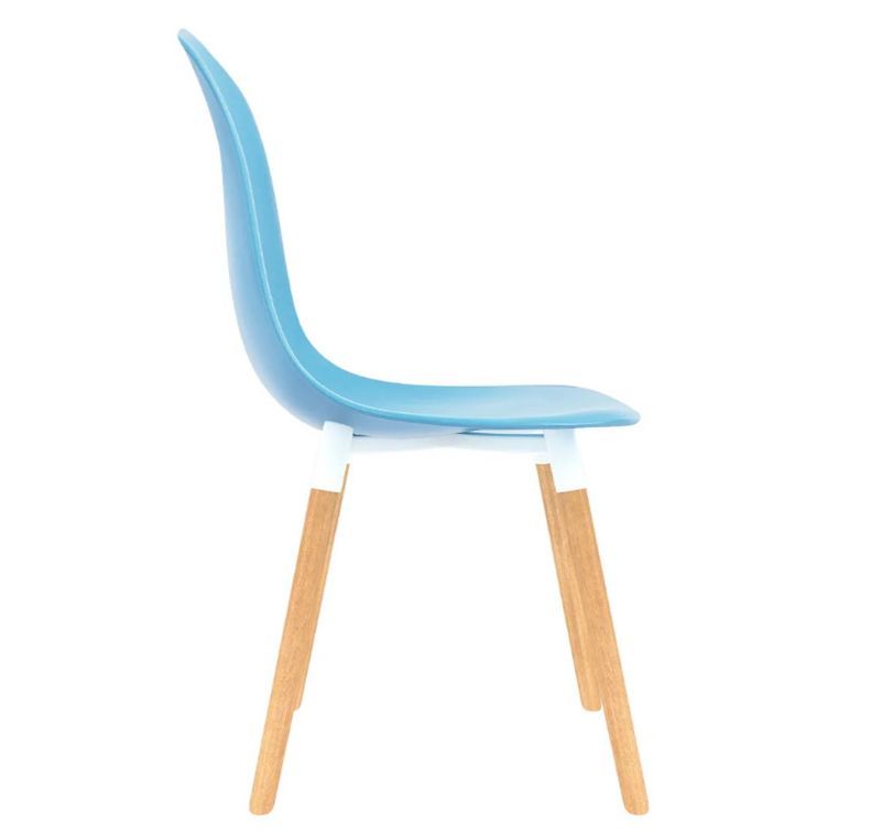Chaise de salle à manger polypropylène bleu et bois massif clair Creativ - Lot de 2 - Photo n°4