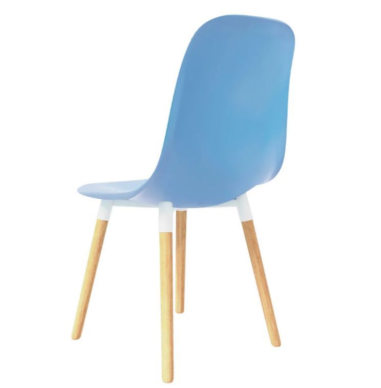 Chaise de salle à manger polypropylène bleu et bois massif clair Creativ - Lot de 2 - Photo n°5