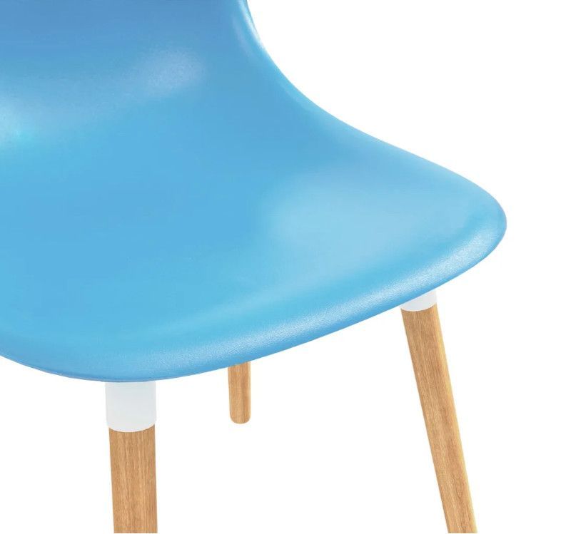 Chaise de salle à manger polypropylène bleu et bois massif clair Creativ - Lot de 2 - Photo n°6