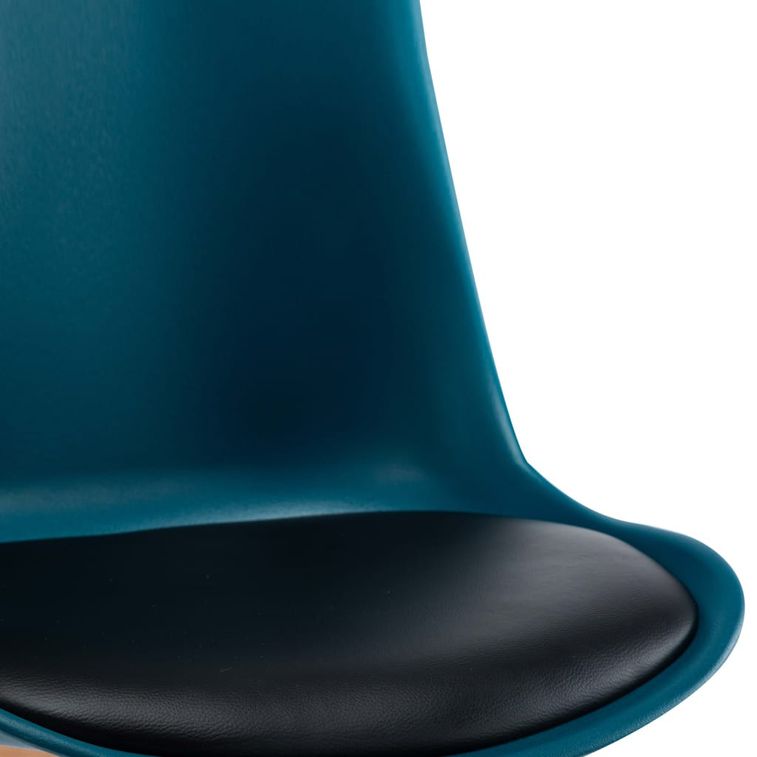 Chaise de salle à manger polypropylène bleu et coussin simili cuir noir Kitoa - Lot de 2 - Photo n°7