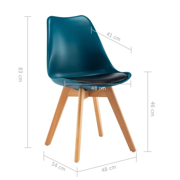 Chaise de salle à manger polypropylène bleu et coussin simili cuir noir Kitoa - Lot de 2 - Photo n°8