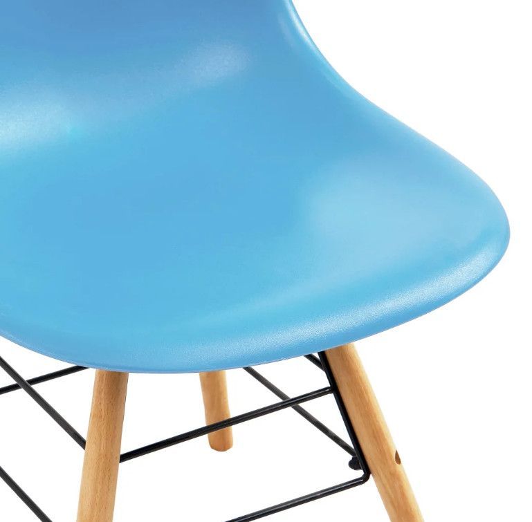 Chaise de salle à manger polypropylène bleu et hêtre clair Presta - Lot de 4 - Photo n°6