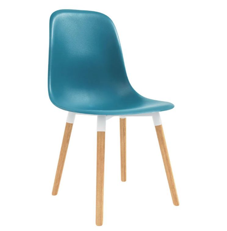 Chaise de salle à manger polypropylène bleu turquoise et bois massif clair Creativ - Lot de 2 - Photo n°1