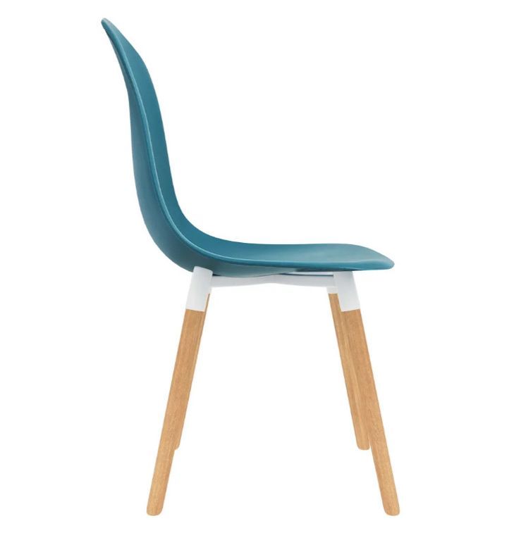Chaise de salle à manger polypropylène bleu turquoise et bois massif clair Creativ - Lot de 2 - Photo n°4