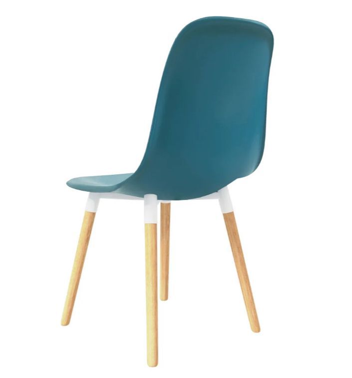 Chaise de salle à manger polypropylène bleu turquoise et bois massif clair Creativ - Lot de 2 - Photo n°5