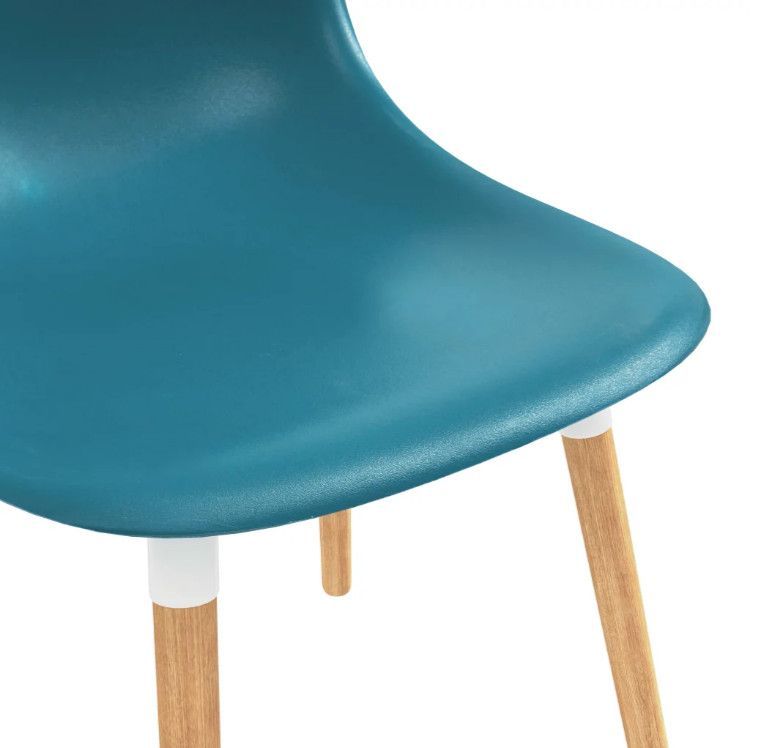 Chaise de salle à manger polypropylène bleu turquoise et bois massif clair Creativ - Lot de 2 - Photo n°6