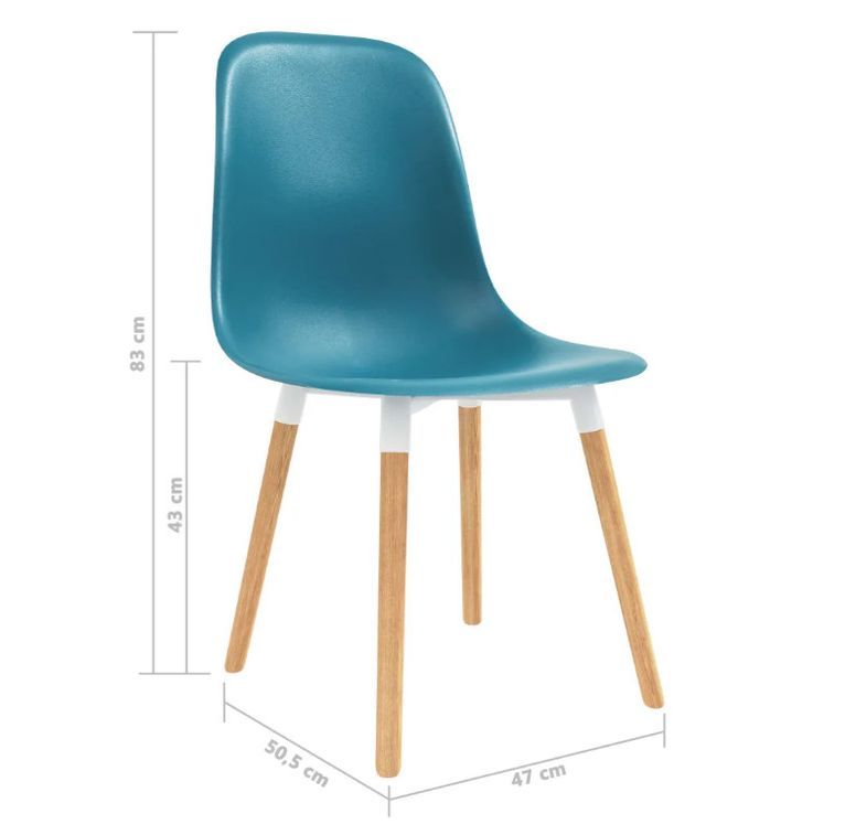 Chaise de salle à manger polypropylène bleu turquoise et bois massif clair Creativ - Lot de 2 - Photo n°7