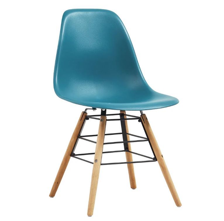 Chaise de salle à manger polypropylène bleu turquoise et hêtre clair Presta - Lot de 4 - Photo n°2