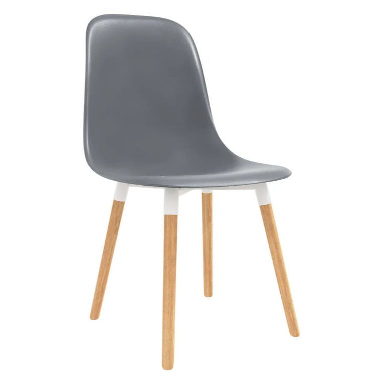 Chaise de salle à manger polypropylène gris et bois massif clair Creativ - Lot de 2 - Photo n°1