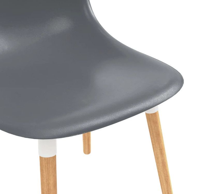 Chaise de salle à manger polypropylène gris et bois massif clair Creativ - Lot de 2 - Photo n°6