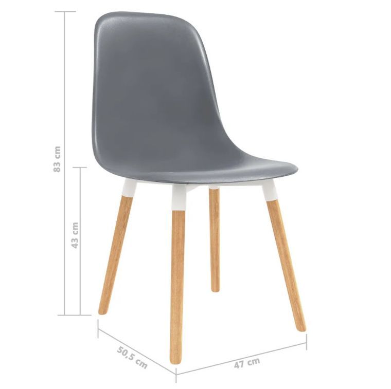 Chaise de salle à manger polypropylène gris et bois massif clair Creativ - Lot de 2 - Photo n°7