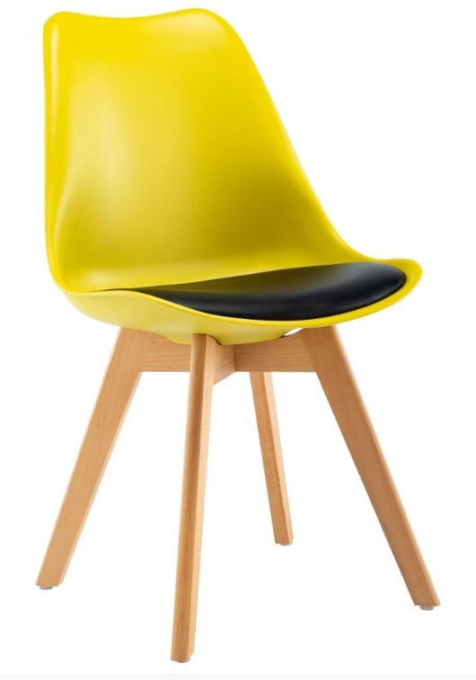 Chaise de salle à manger polypropylène jaune et coussin simili cuir Kitoanoir - Lot de 2 - Photo n°1