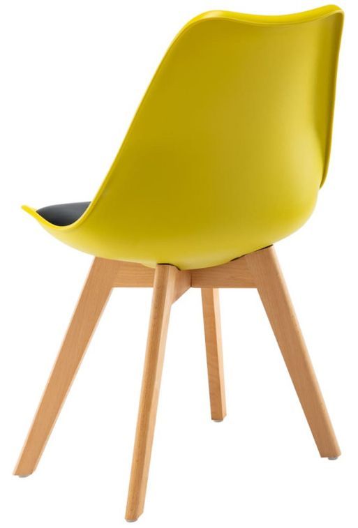 Chaise de salle à manger polypropylène jaune et coussin simili cuir Kitoanoir - Lot de 2 - Photo n°6