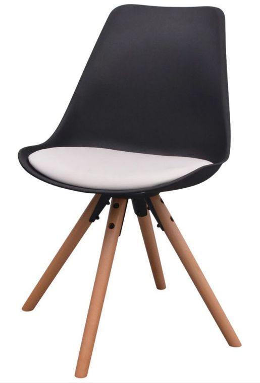 Chaise de salle à manger polypropylène noir et coussin simili cuir blanc Gere - Lot de 6 - Photo n°2